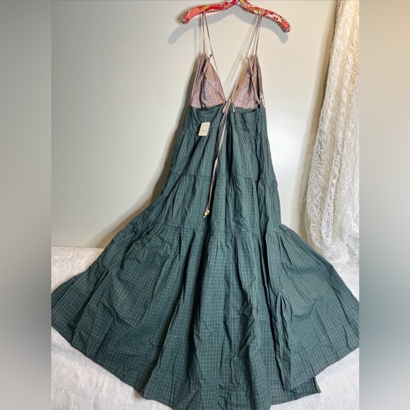 Free People Long Love Triangle Plaid Embroidered Midi Dress - Picture 6 of 6